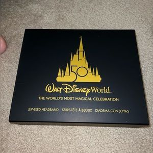 Walt Disney World 50th Anniversary Gold Luxe Jewel Minnie Ear Headband NEW w/BOX